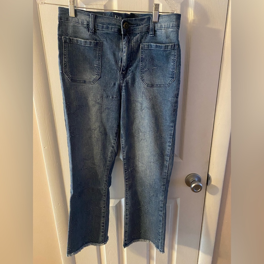 DG2 by Diane Gilman Women's Star Patterned Blue Jeans